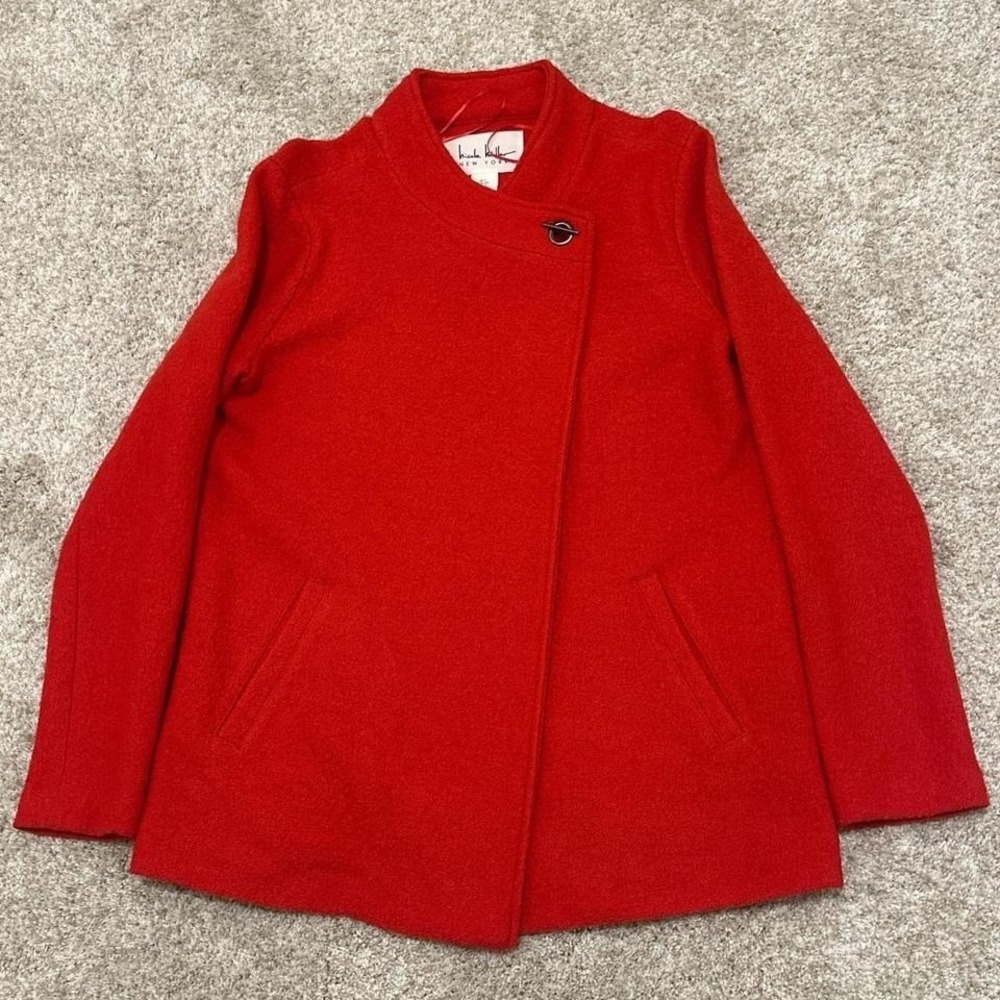Nicole Miller Red Wool Blend Coat Small